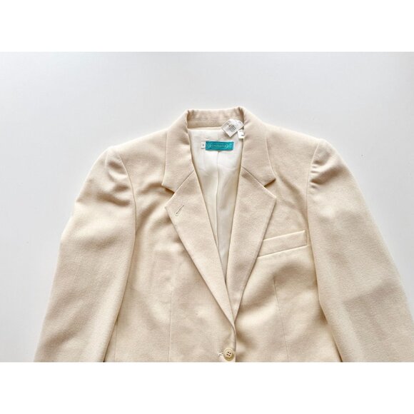 Vintage 80's CACHAREL Ivory Wool Blend Single Breasted Blazer Jacket, Size 36/XS - Picture 8 of 16
